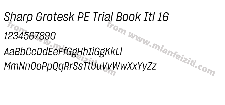 Sharp Grotesk PE Trial Book Itl 16字体预览