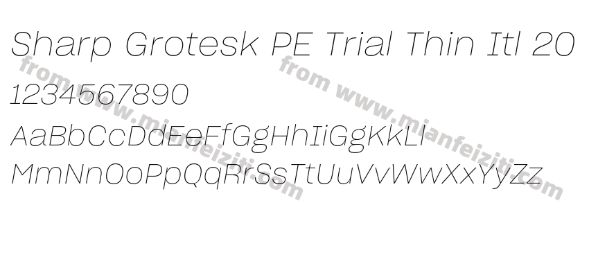 Sharp Grotesk PE Trial Thin Itl 20字体预览