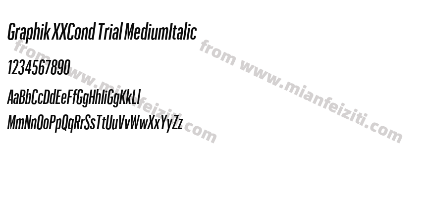 Graphik XXCond Trial MediumItalic字体预览