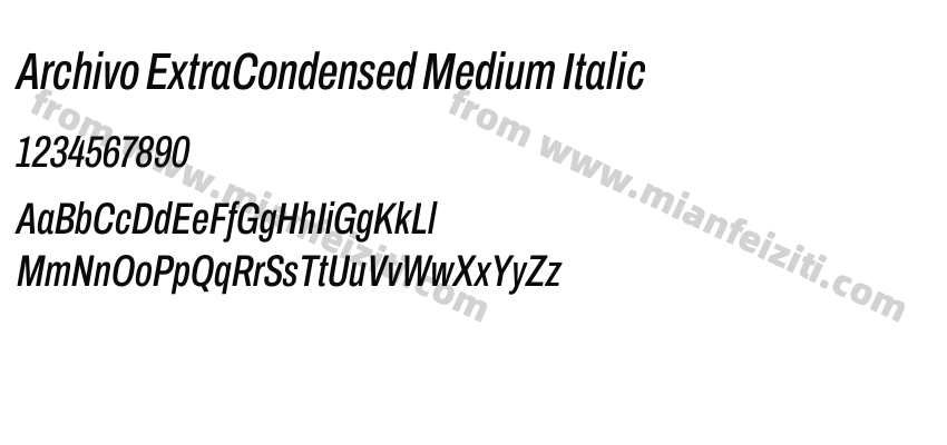 Archivo ExtraCondensed Medium Italic字体预览