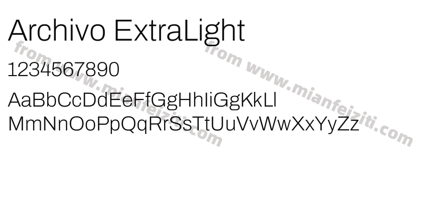Archivo ExtraLight字体预览