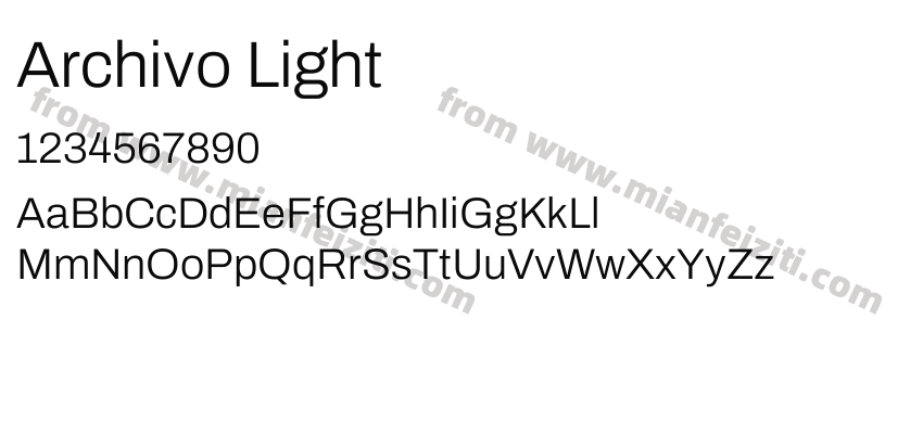 Archivo Light字体预览