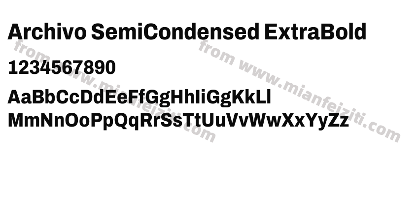 Archivo SemiCondensed ExtraBold字体预览