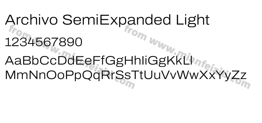 Archivo SemiExpanded Light字体预览
