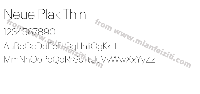 Neue Plak Thin字体预览