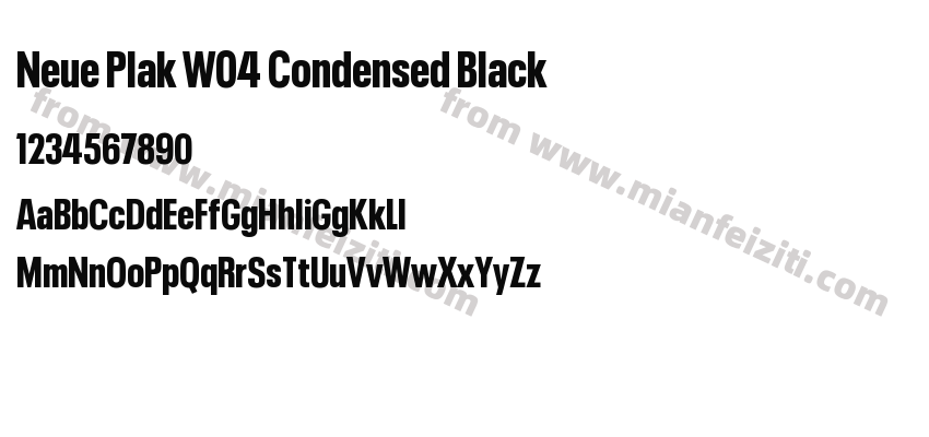 Neue Plak W04 Condensed Black字体预览