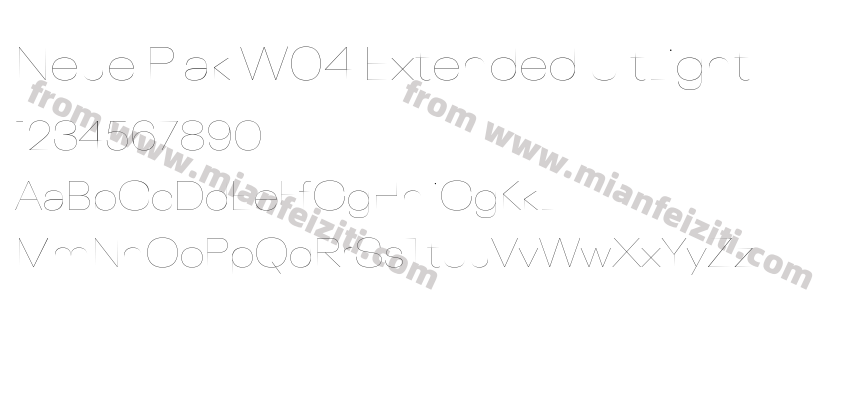 Neue Plak W04 Extended UltLight字体预览