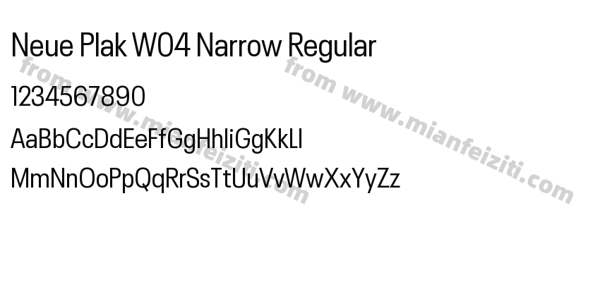 Neue Plak W04 Narrow Regular字体预览