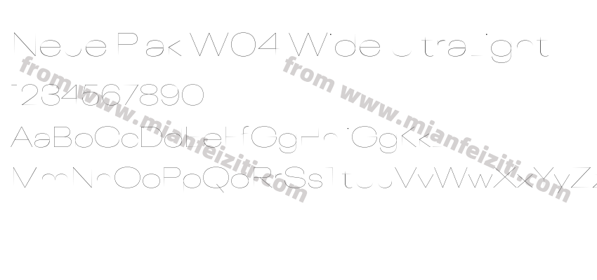 Neue Plak W04 Wide UltraLight字体预览