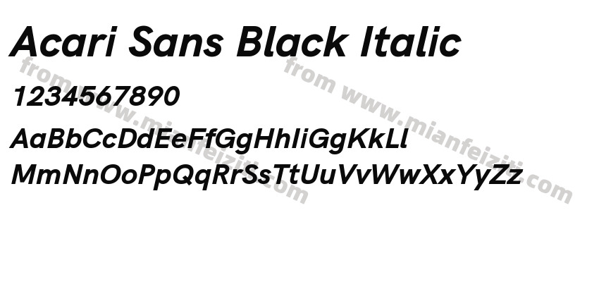 Acari Sans Black Italic字体预览