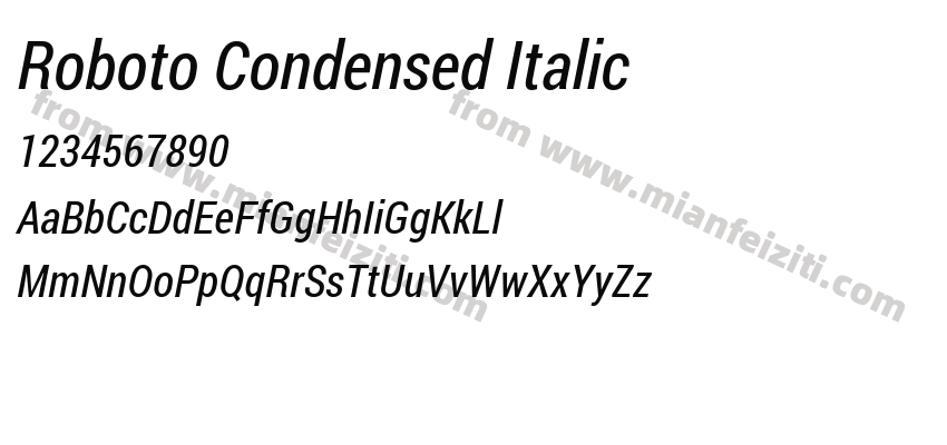 Roboto Condensed Italic字体预览