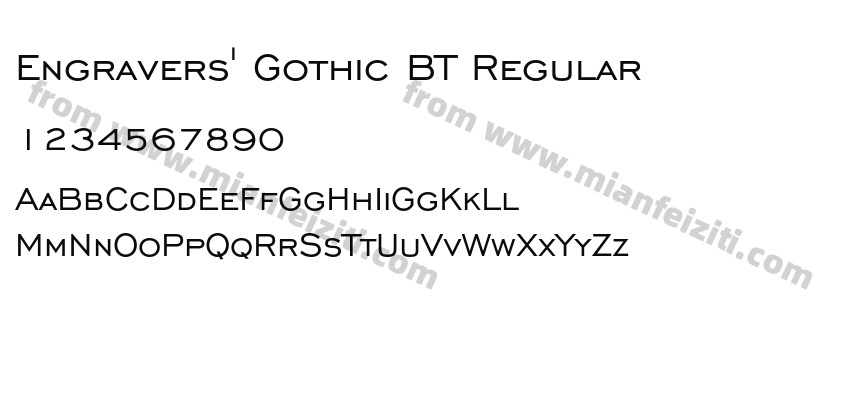Engravers' Gothic BT Regular字体预览