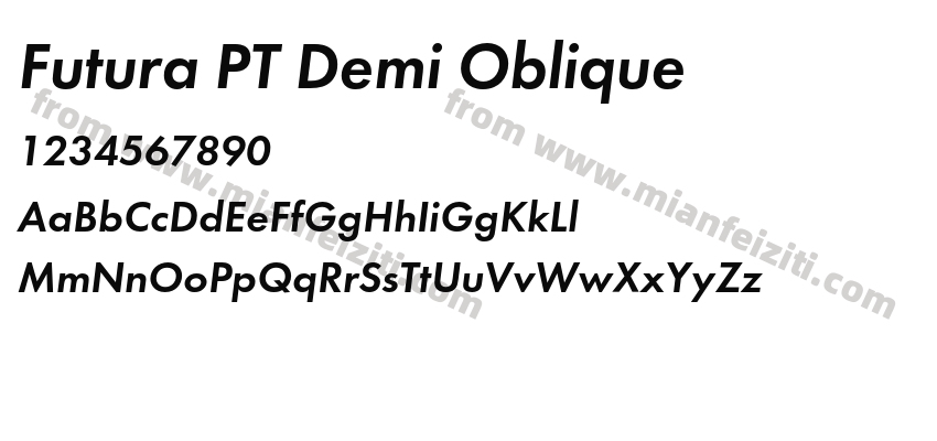Futura PT Demi Oblique字体预览