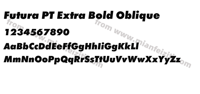 Futura PT Extra Bold Oblique字体预览