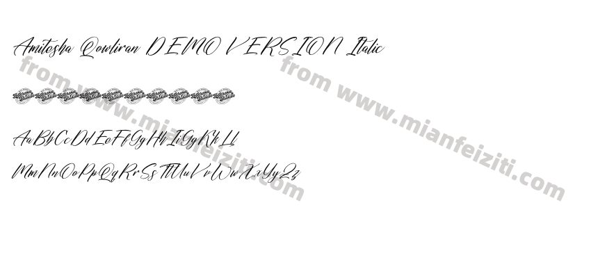 Amitesha Qowliran DEMO VERSION Italic字体预览