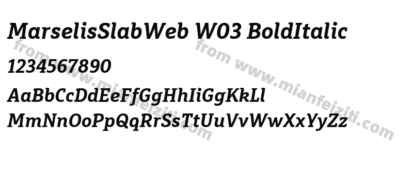 Marselis Slab Web W03 BoldItalic字体预览