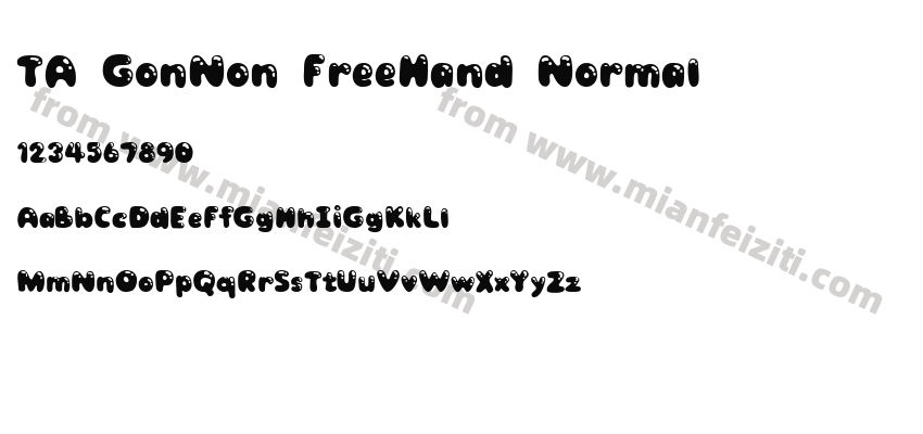 TA GonNon FreeHand Normal字体预览