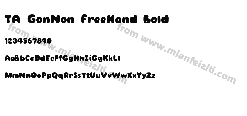 TA GonNon FreeHand Bold字体预览