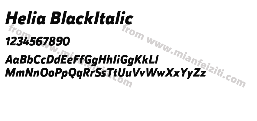 Helia BlackItalic字体预览