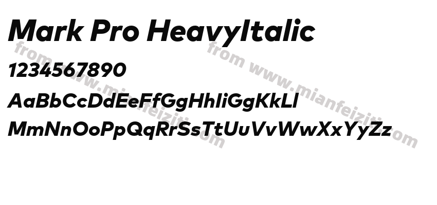 Mark Pro HeavyItalic字体预览