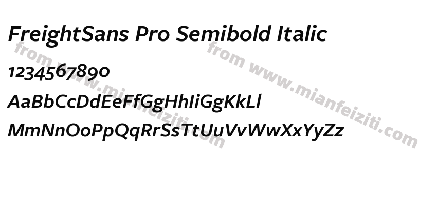 FreightSans Pro Semibold Italic字体预览