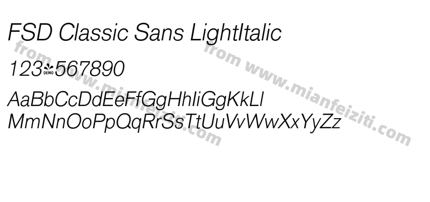 FSD Classic Sans LightItalic字体预览
