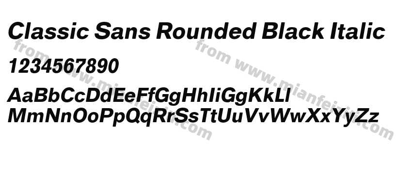 Classic Sans Rounded Black Italic字体预览