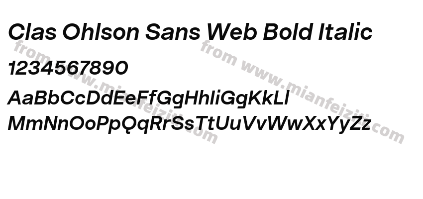 Clas Ohlson Sans Web Bold Italic字体预览