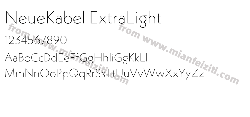 NeueKabel ExtraLight字体预览