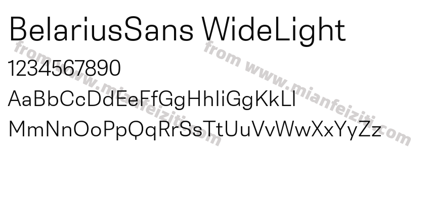 BelariusSans WideLight字体预览