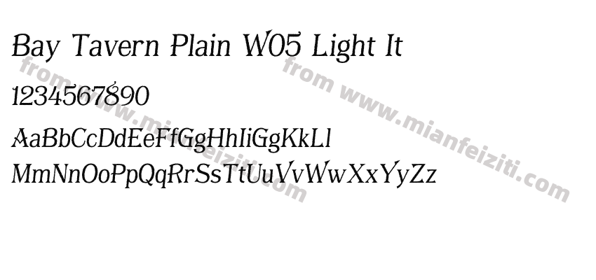 Bay Tavern Plain W05 Light It字体预览