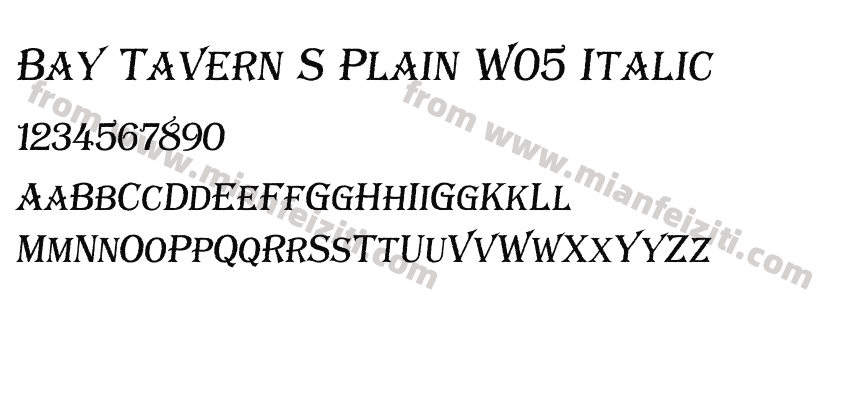 Bay Tavern S Plain W05 Italic字体预览