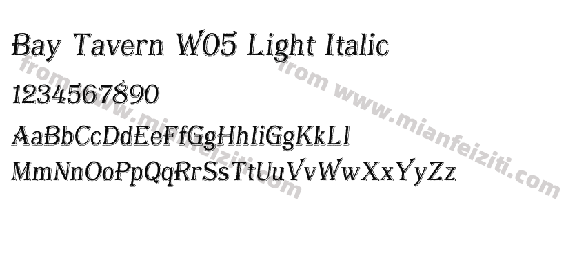 Bay Tavern W05 Light Italic字体预览