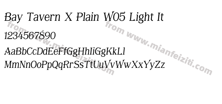 Bay Tavern X Plain W05 Light It字体预览