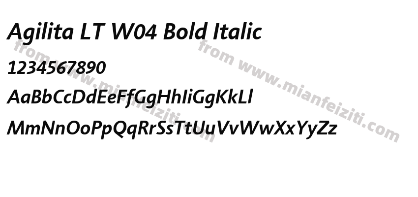 Agilita LT W04 Bold Italic字体预览