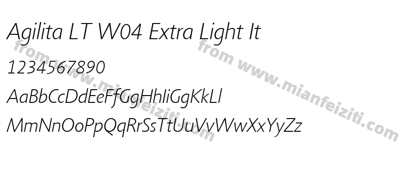 Agilita LT W04 Extra Light It字体预览