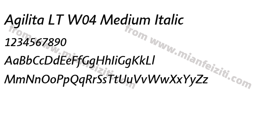 Agilita LT W04 Medium Italic字体预览