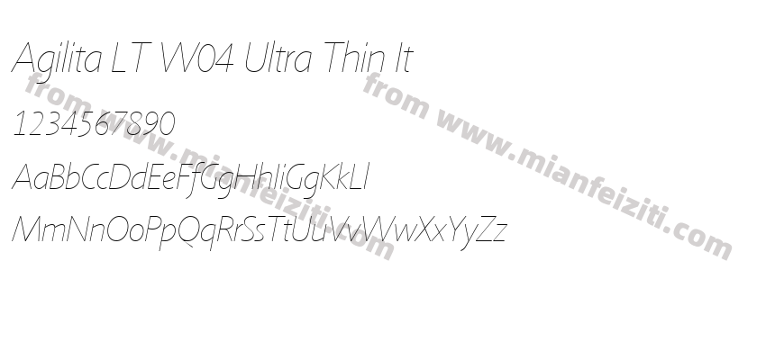 Agilita LT W04 Ultra Thin It字体预览