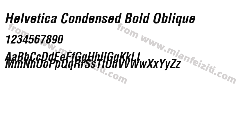 Helvetica Condensed Bold Oblique字体预览