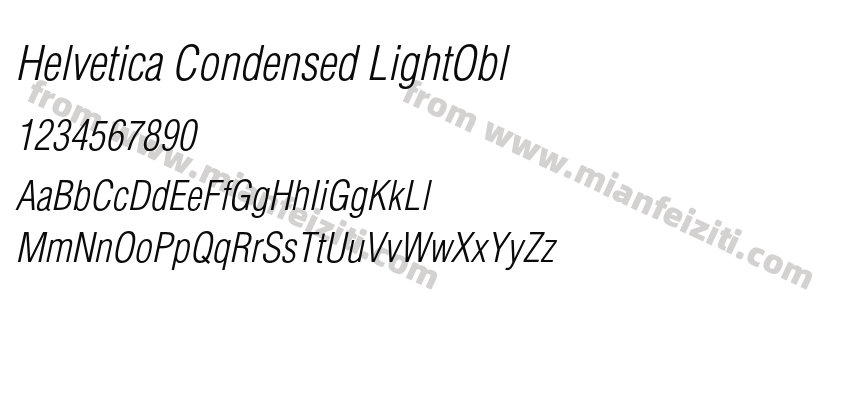 Helvetica Condensed LightObl字体预览