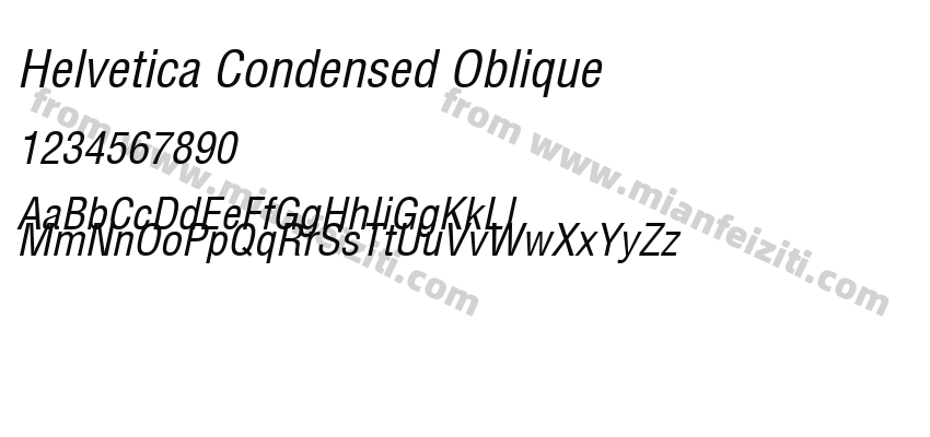 Helvetica Condensed Oblique字体预览