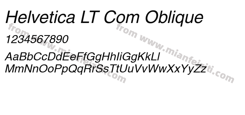 Helvetica LT Com Oblique字体预览