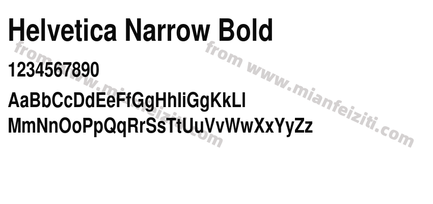 Helvetica Narrow Bold字体预览
