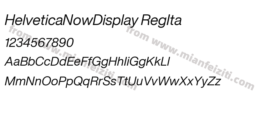 HelveticaNowDisplay RegIta字体预览