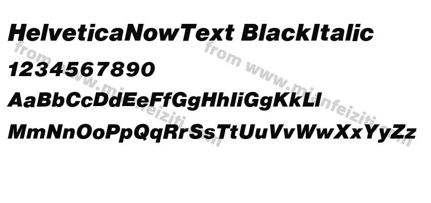 HelveticaNowText BlackItalic字体预览
