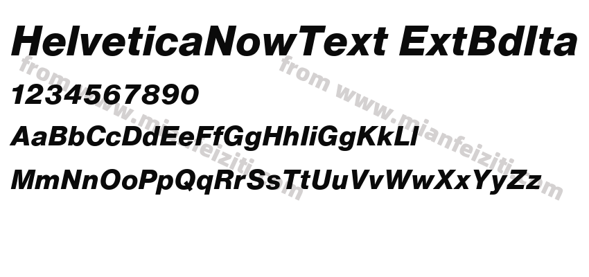 HelveticaNowText ExtBdIta字体预览