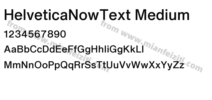 HelveticaNowText Medium字体预览