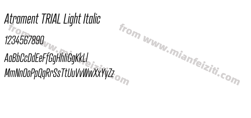 Atrament TRIAL Light Italic字体预览