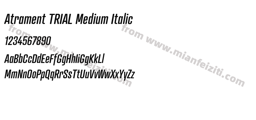 Atrament TRIAL Medium Italic字体预览