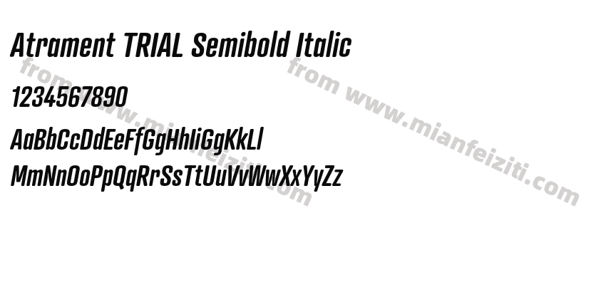 Atrament TRIAL Semibold Italic字体预览